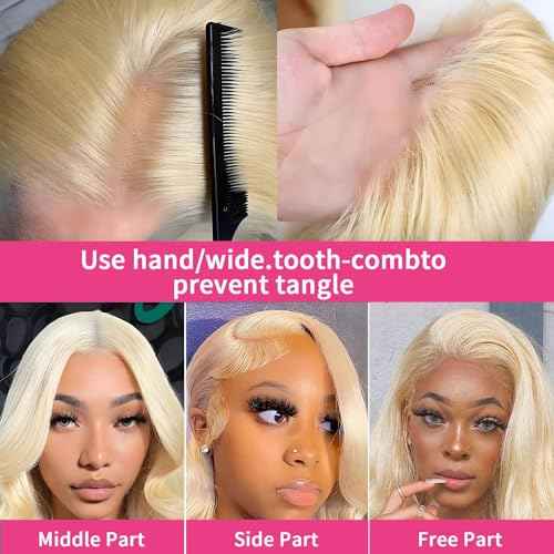 613 13x6 Lace Front Wig Human Hair Body Wave Blonde Lace Front Wigs Human Hair Pre Plucked 613 HD Lace Frontal Wig for Women 180% Density Blonde Wig Human Hair 22 inch