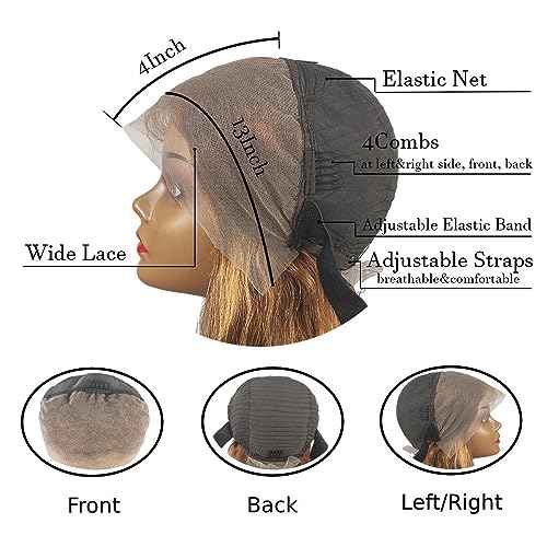 Honey Blonde Lace Front Wig Human Hair Ombre Human Hair Wigs Wide Lace 180 Density Human Hair Wig 28 Inches