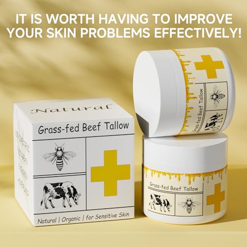 Beef Tallow for Skin, Beef Tallow, Tallow and Honey Cream, Grass Fed Beef Tallow, Whipped Beef Tallow for Face Moisturizer for All Purpose with Raw Honey Tallow Balm 150 Gram(5.3oz)