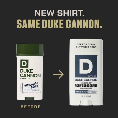 Duke Cannon Air Defense Active Deodorant Aluminum Free, 3x Protection, Aloe Vera & Vitamin E, 3 oz – Midnight Swim, Sawtooth, Superior (Pack of 3)