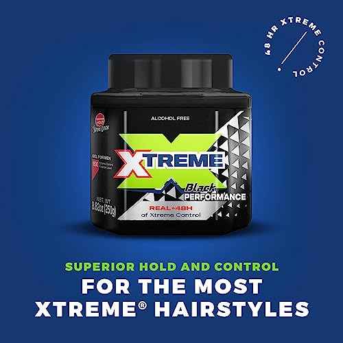Xtreme Performance Black Styling Hair Gel with Aloe Vera, 8.82 oz Jar (Pack of 12)