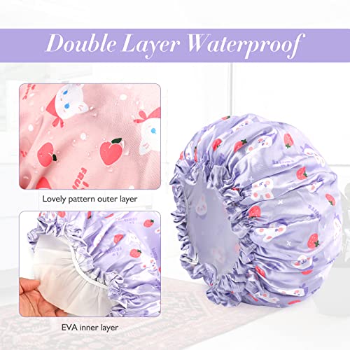 G2PLUS Toddler Shower Cap, 2 PCS Funny Cute Cartoon Bath Hat Waterproof Shower Bath Caps for Boys or Girls (Purple)