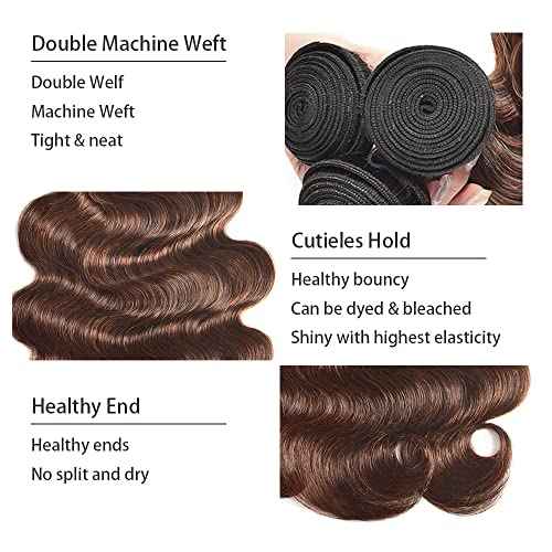 Highlight Human Hair Bundles Light Brown Body Wave Bundle 18 20 22 Inch Color 30 Human Hair Unprocessed Virgin Hair 3 Bundles