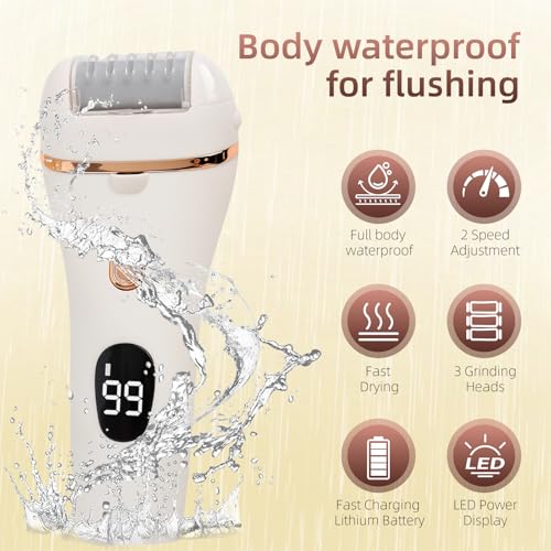 Electric Callus Remover for Feet, 17-in-1 Professional Pedicure Kit, Foot Scrubber Electric Foot File for Hard Cracked Dry Dead Skin, 3 Rollers, 2 Speed, Battery Display