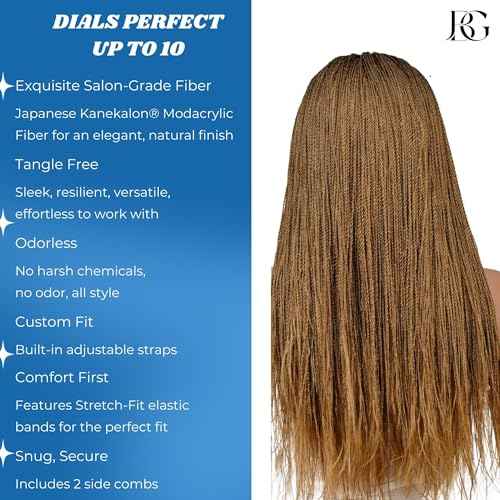 Twisted Wigs, 22-Inch Micro Million Twist Braided Wig - Light, Ultra Braid Wigs for Black Women with Glueless Front Lace Closure - No Tangle Synthetic Braids - Copper Blonde - Color 27