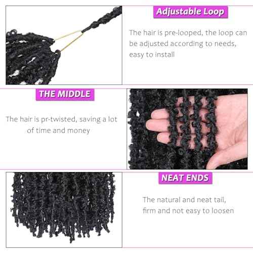 ZRQ 30 Inch Butterfly Locs Crochet Hair 6Packs Lightweight Long Distressed Butterfly Faux Locs Braids Hair Goddess Pre-looped Synthetic Soft Locs Hair Extensions (30 Inch, 1B#)