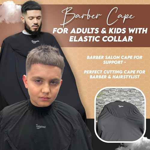 4lb Cape (Teenager/Adult) ? Weighted Hair Cutting Barber Cape with Elastic Collar, Waterproof Salon Cape for Added Comfort, Perfect for Barber & Hairstylist (67 x 60 in)