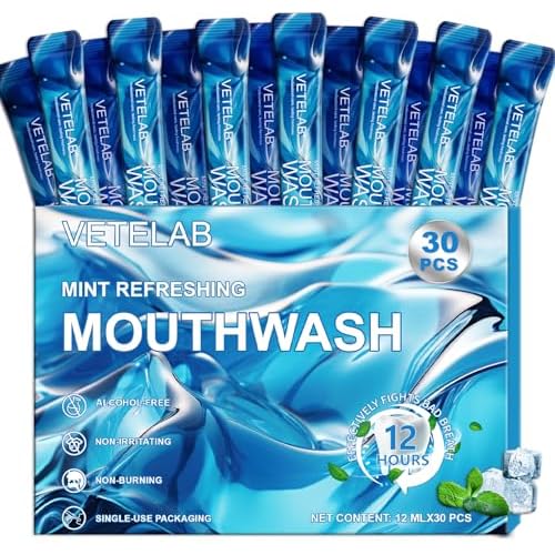 Travel Size Toiletries Mouthwash Packets - TSA-Approved Mini Mint Mouthwash for Adults, Alcohol & Fluoride-Free Oral Care for Air Travel Gifts, Dates & Office, Individually Wrapped (Pack of 30)