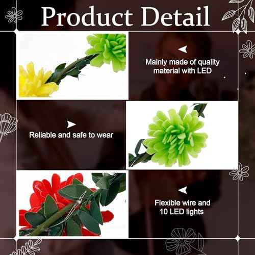 Yunsailing 64 Pcs Christmas Light up LED Flower Crown Glow Party Headband Girl Headpiece Glowing Floral Headdress(Cute)