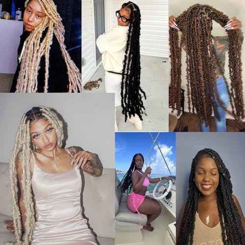 ZRQ Butterfly Locs Crochet Hair 36 Inch 6 Packs Distressed Faux Locs Pre-looped Synthetic Crochet Braids Extended Soft Locs For Women Extensions (36 Inch,350#)