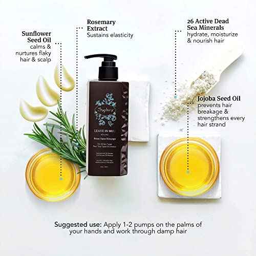 Saphira Hydrating Leave-In Conditioner Mineral Mud, Styling and Healing Leave-In Conditioner for Dry Damaged Hair, Strengthening, No Rinse Hair Repair Therapy, Sulfate-Free, Paraben-Free