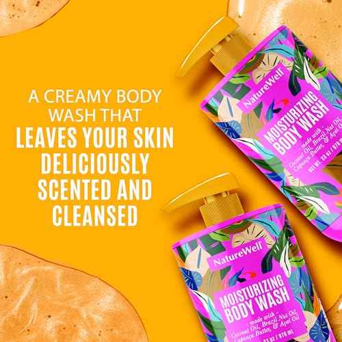 NATURE WELL Cheeky Moisturizing Body Wash, Creamy Formula Infused with Cupua?u Butter, Provides Gentle Cleansing & Intense Hydration, Deliciously Sweet & Warm Brazilian Nut Oil Scent, 33 oz