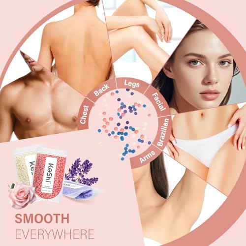 KeShi Waxing Kit, Painless Hair Removal Wax Warmer with 6 Bags Hard WaxBeans for Full Body, Legs, Face, Eyebrows & Bikini? Ideal for Both Women & Men(Blush)