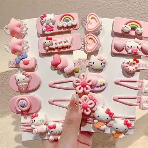 12 Pieces Kawaii Hair Clips for Girls Cartoon Girl Hair Accessories,Cute Things for Teen Girl Gifts (Kitty-1)