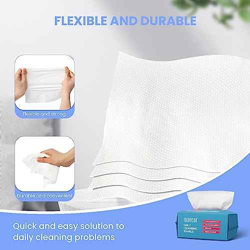 100 Sheet Daily Cleansing Towels Ultra Soft Dry Wipes for Sensitive Skin Disposable Facial Washcloths 100% Organic Viscose (Pack of 3)