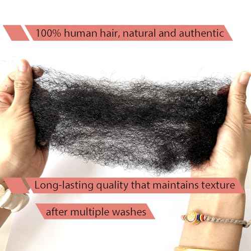 Tight Afro Kinky Human Hair for Dreadlocks,Ideal for Making Locs,Repair Extensions,Twist or Braids 4 Bundles/Package Natural Black #1B 12inch