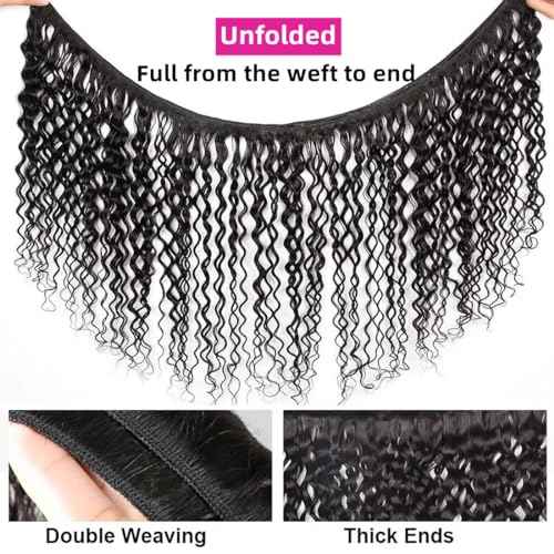 Human Hair Bundles with Closure Water Wave(16 18 20+14,Free Part) Brazilian Virgin Human Hair 3 Bundles and Closure Wet and Wavy Natural Color