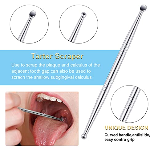 Tonsil Stone Removal Set Includes 1 Stainless Steel Tonsil Stone Removal Tool, 1 Tonsil Stone Remover with LED Light, 100 Long Swabs and 1 Curved Irrigator Syringe to Get Rid of Bad Breath (Blue)