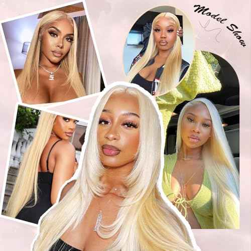 613 Bundles Human Hair Extensions For Women Real Straight Human Hair Bundles Light Blonde Color 3Bundles(202224 Inch)
