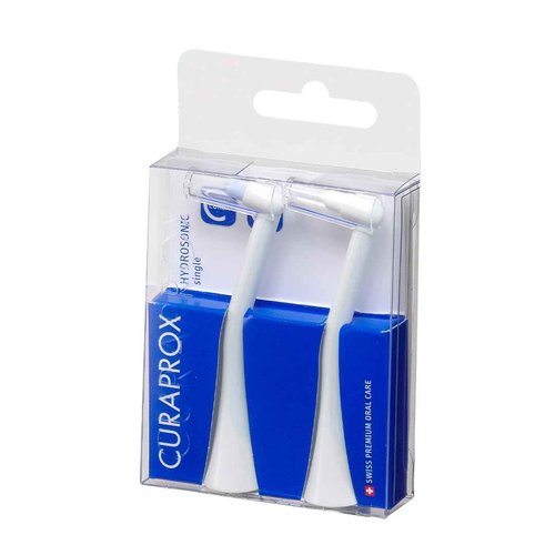Curaprox Hydrosonic Brush Heads Single Duo – for Precision Cleaning of Braces, Implants & Gum Line | Sonic Toothbrush Replacement Heads, 2-Pack | Swiss Made