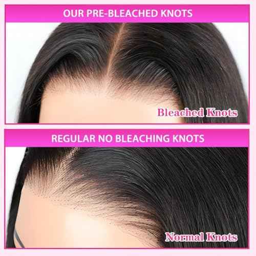 Straight Glueless Pre Plucked Pre Cut 7X5 HD Lace Pre Bleached Knots Wigs Human Hair,Wear and Go Lace Front Wig with Natural Hairline Baby Hair for Black Women 200% Density 20 Inch