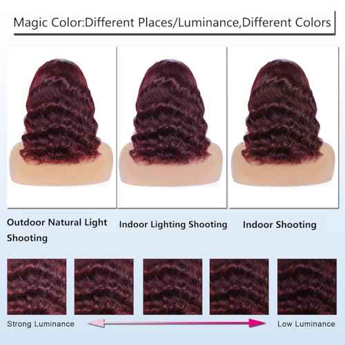 13X6 18inch 99J 230% Density Bob Body Wave Burgundy Wig Human Hair Bob Wig Human Hair Body Wave Lace Front Wigs Human Hair Pre Plucked With Baby Hair HD Transparent Lace Frontal Wig