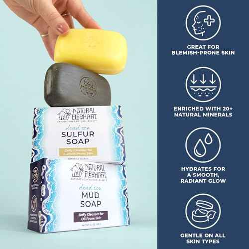 Natural Elephant Dead Sea Mud Soap Bar | Mineral-Rich Face & Body Cleanser with Natural Dead Sea Minerals | 4.4 oz (125 g) Pack of 10