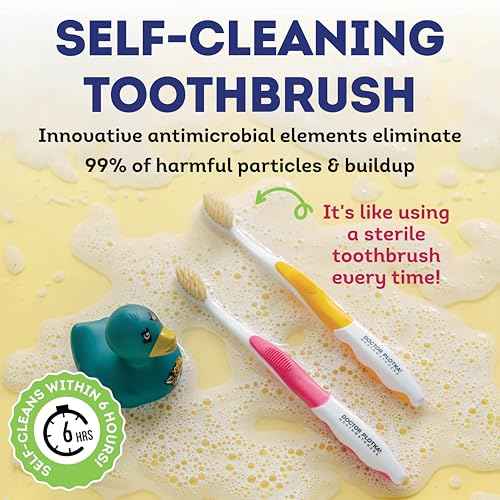 MOUTHWATCHERS Soft Childrens Flossing Manual Toothbrush, Value Pack of 4, Pink and Blue, Toothbrushes for Kids & Teens, Ultra Clean, by Dr. Plotka's