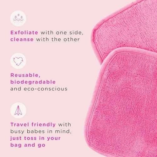ERASE YOUR FACE Reusable Makeup Remover Cloths - Microfiber Face Towels to Cleanse & Remove Makeup - Water Activated for Sensitive Skin - Multi-Bright (Mini, 7 Count)