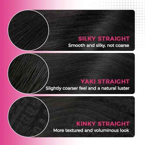 Lashey Invisi Edge Clip in Hair Extensions 14 Inch 110g 7pcs Injected Seamless PU Clip in Hair Extensions Virgin Human Hair, Natural Black Yaki Straight Hair