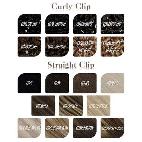 Hetto Thick Curly Clip in Hair Extensions Brown Highlight Blonde Curly Hair Extensions Water Wavy Human Hair Extensions 135g 18 Inch 7Pcs #P4/27