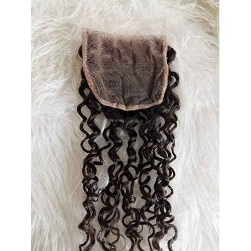 Clytie 4x4 Raw Indian Curly One Donor Human Hair Lace Closure Medium Brown Lace Cuticle Aligned Unprocessed Remy Virgin Hair Piece (4x4 14" closure)