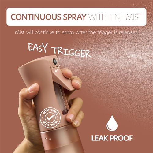 10 OZ Continuous Spray Bottles - Ultra Fine Mist Sprayer | Water Spray Bottle For Hair Stuff, Mister Spray Bottle For Plants Mister | Hair Spray Bottles For Hairstyling, Cleaning, Salons