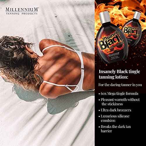 Millennium Tanning Insanely Black 60x, Mega Tingle Dark Tanning Lotion, 13.5 Ounces