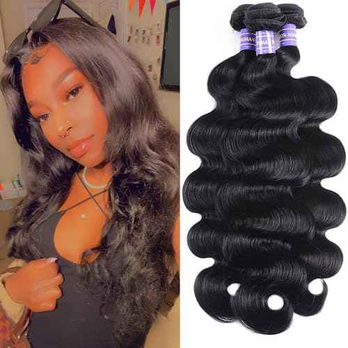 12A Human Hair Bundles 22 24 24 Inch Body Wave Bundles Human Hair Extensions 300g Unprocessed Brazilian Virgin Body Wave 3 Pieces Deals Brazilian Quick Weave Natural Black Wavy Extensions