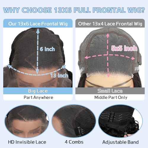 Glueless 13x6 Lace Front Wigs Human Hair Body Wave Pre Plucked Pre Cut 200% Density Ear-To-Ear Frontal Wigs Human Hair Wear and Go Glueless Drawstring Wig 24 Inch