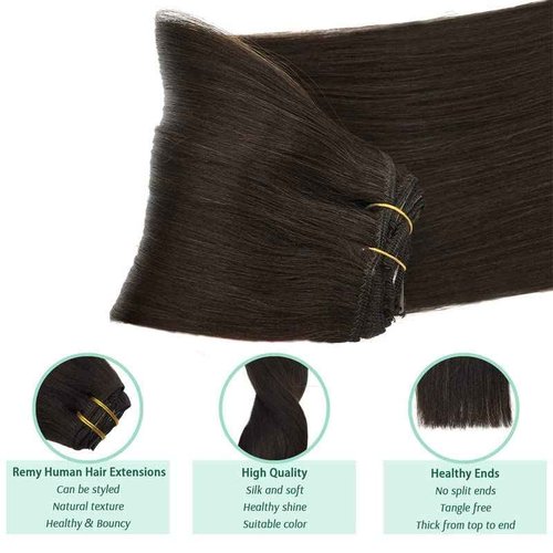 GOO GOO Clip in Hair Extensions Real Human Hair, Remy Human Hair Extensions Clip ins for Women, Natural Human Hair, 12inch 85g 7Pcs, 2A Light Brown