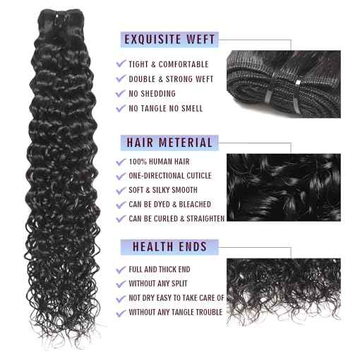 Water Wave Human Hair Bundles 22 24 24 10A Deep Curly Bundles 100% Unprocessed Brazilian Virgin Human Hair Bundles Wet And Wavy Hair Extensions Natural Black