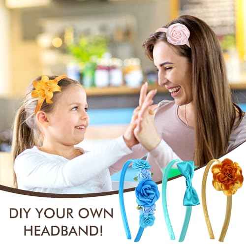 Cinaci 30 Pieces Candy Color Width 1cm/0.4" Thin Plastic Headbands Satin Covered Blank Plain DIY Craft Headbands for Women Girls Teens Kids