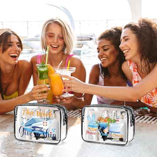 Cruise Clear Makeup Bags - 6Pcs Cruise Ship Essentials 2025, Cruising Must Have Survival Kit, PVC Waterproof Cosmetic Bag Toiletry Purses for Travel Vacation, Cruise Gifts for Women Girls