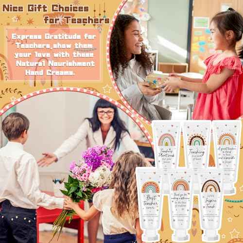 12 Pcs Christmas Teacher Appreciation Gift Bulk Hand Cream Boho Rainbow Employee Staff Appreciation Hand Lotion Teacher Team Thank You Gift Bulk for Christmas Thanksgiving Party Favor Stuffers