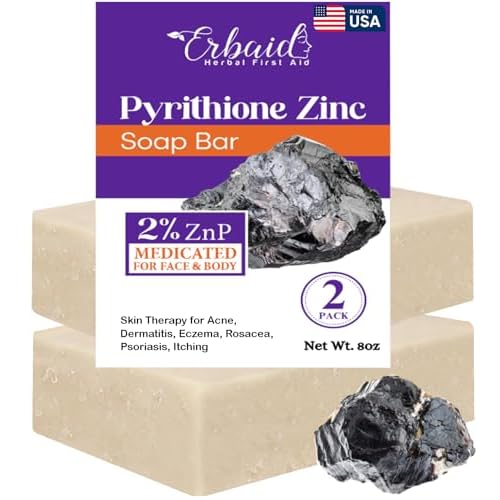 Pyrithione Zinc Soap Bar for Face & Body, 4oz | 2% ZnP Bar Soap Skin Repair Cleanser for Acne, Rosacea, Eczema, Dermatitis, Psoriasis, Itching | Cleansing, Calming Zinc Facial Wash Made in USA