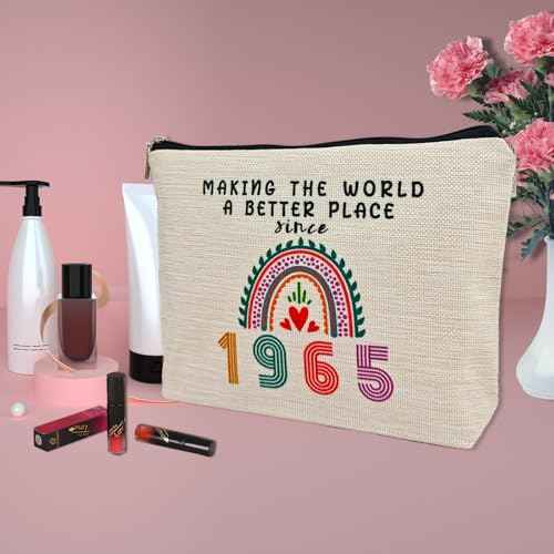ancpeany Happy 60th Birthday Gifts for Women Makeup Bag, Funny 1965 60 Year Old Birthday Decorations Gift Ideas for Grandma, Mom, Her, Wife, Sister, Aunt, Small Cosmetic Travel Bags for Mothers Day