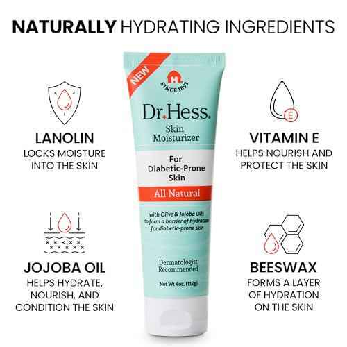 Dr. Hess Skin Moisturizer For Diabetic Prone Skin, Diabetic Skin Relief Moisturizing Body Lotion with Lanolin, Beeswax, Jojoba Oil & Olive Oil, Skin Moisturizer for Dry, 4oz - 3 Pack