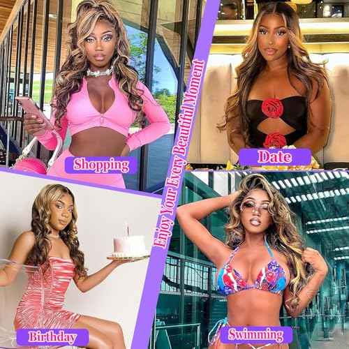 Ombre Lace Front Wig Human Hair Highlight Wig Human Hair 13x4 HD Transparent Body Wave Lace Front Wigs Human Hair 200% Density Honey Blonde Wigs for Women (26 inch)