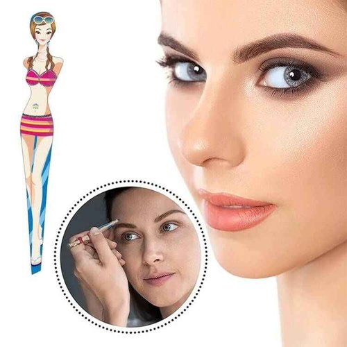 Tvoip 6Pcs Professional Girl Eyebrow Tweezer Stainless Steel Slanted Eyebrow Tweezers Eyebrows Hair Remover Tools Cosmetics Beauty (random color) (Pack of 2)