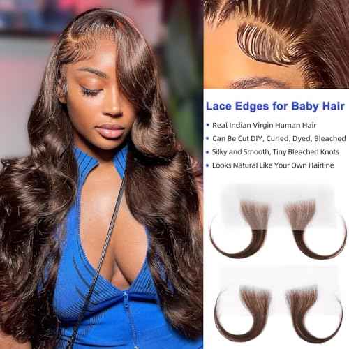 Brown Human Hair Bundles 12A Body Wave Bundles Human Hair 16 18 20 20 Inch 4 Bundles Deal with Baby Hair Unprocessed 100% Indian Sew In Color 4 Bundles Deals with Edges Stripes