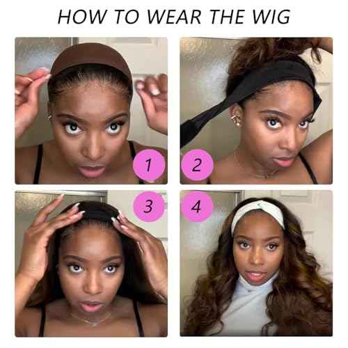 Headband Wig Human Hair Body Wave 22 Inch Glueless No Sew Headband Wig 100% Brazilian Virgin Hair 180% Dencity Wear and Go Headband Wigs for Black Women Natural Color Beginner Friendly