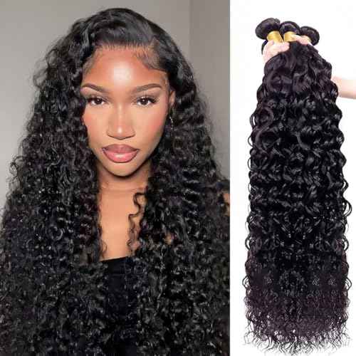 Human Hair Bundles Water Wave 12A Brazilian Virgin Curly Bundles Human Hair 16 18 20 22 Inch 100% Unprocessed Hair Natural Black Color