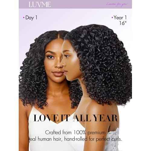 LUVME Real Human Hair Bundles 16 Inch Virgin Hair Messy Burmese Curly 1 Bundle Human Hair 100% Unprocessed 15A Grade Virgin Hair Quick Weave Extensions Natural Black